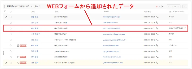 Zoho CRM 見込み客リストのイメージ